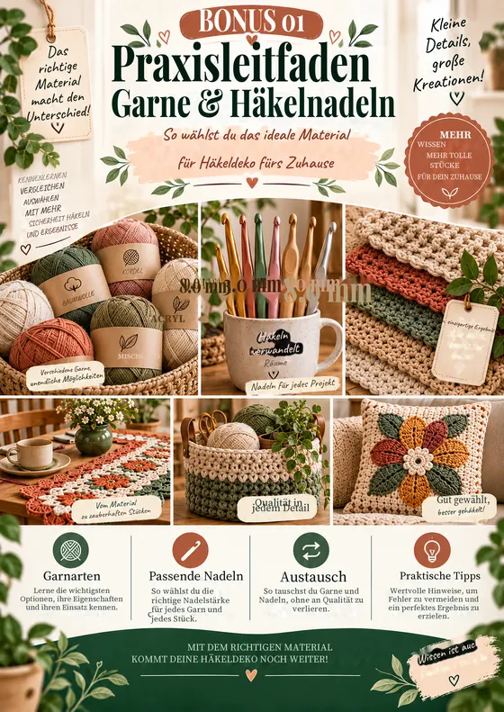Bonus 1 — Praxisleitfaden Garne und Häkelnadeln